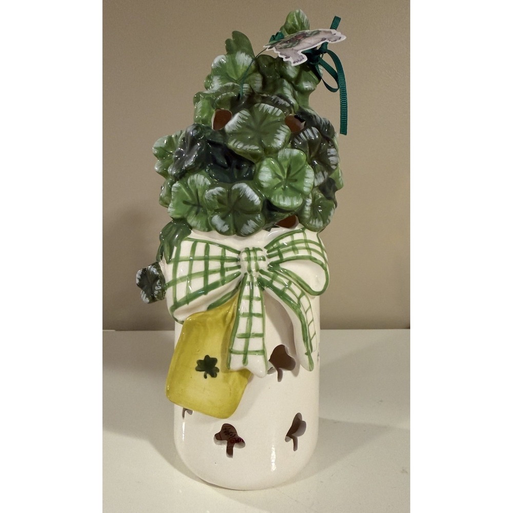 Blue Sky Clayworks St Patrick's SHAMROCK JAR Candle House